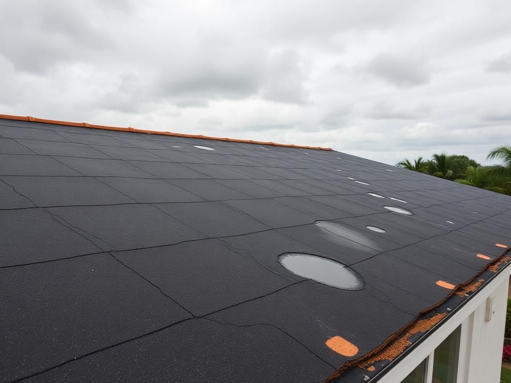 Before roof repair - damaged or worn roof condition