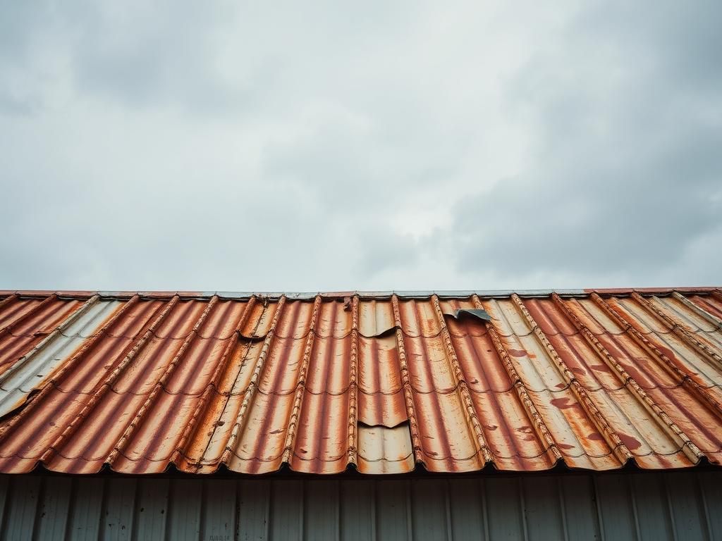 Before roof repair - damaged or worn roof condition