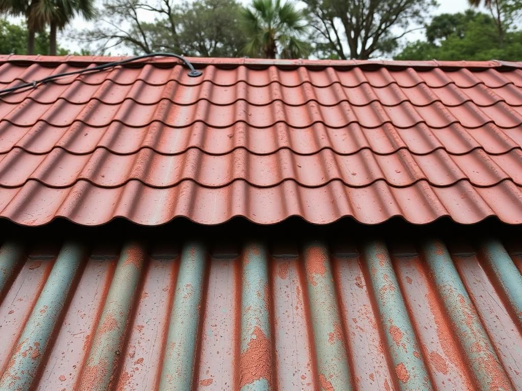 Before roof repair - damaged or worn roof condition