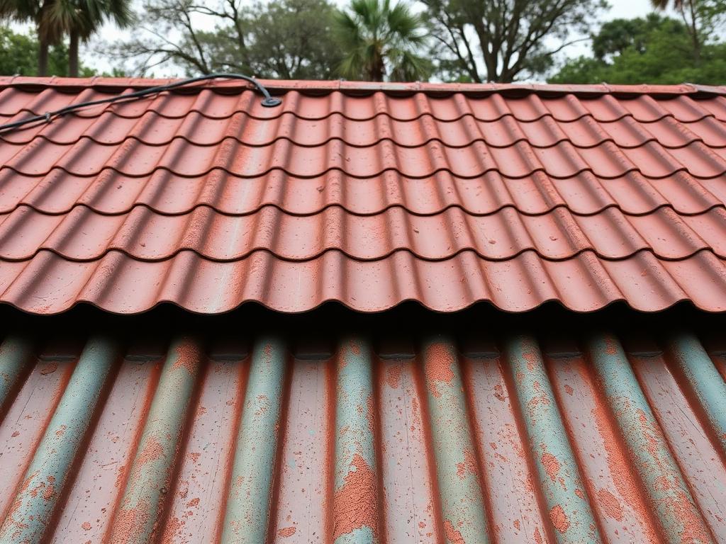 Before roof repair - damaged or worn roof condition