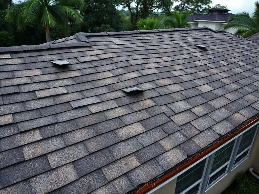Before roof repair - damaged or worn roof condition