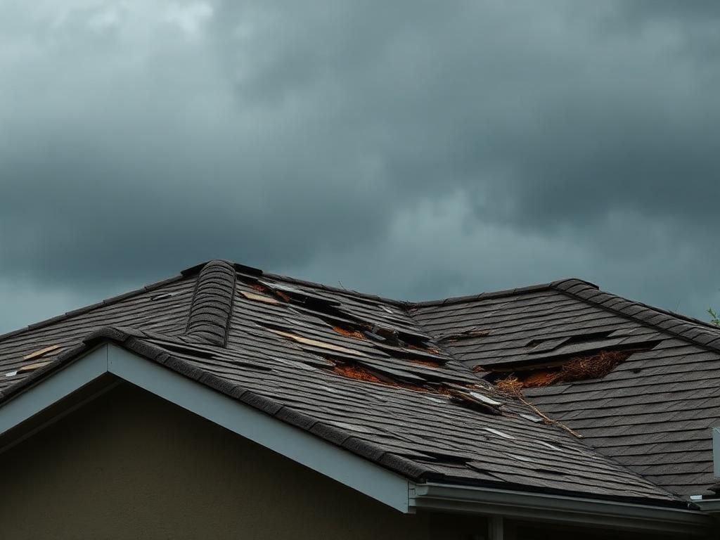 Before roof repair - damaged or worn roof condition