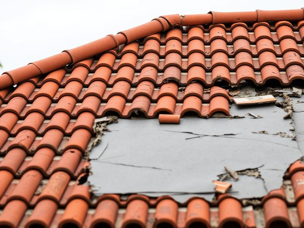 Before roof repair - damaged or worn roof condition
